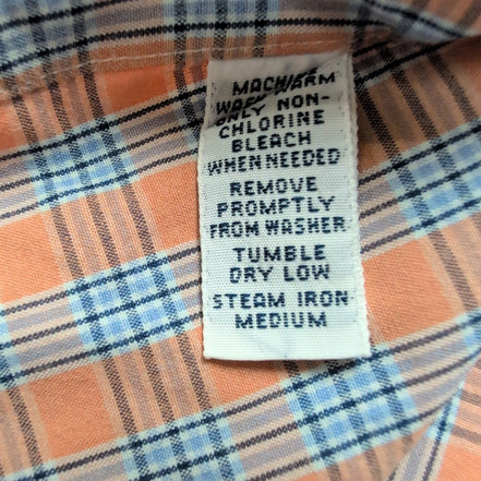 Chemise Ralph Lauren L Orange Carreaux Logo Bleu Manches Longues