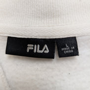 🤍 Sweat Fila Col Zippé Logo Brodé T. L - Blanc Vintage Sportswear