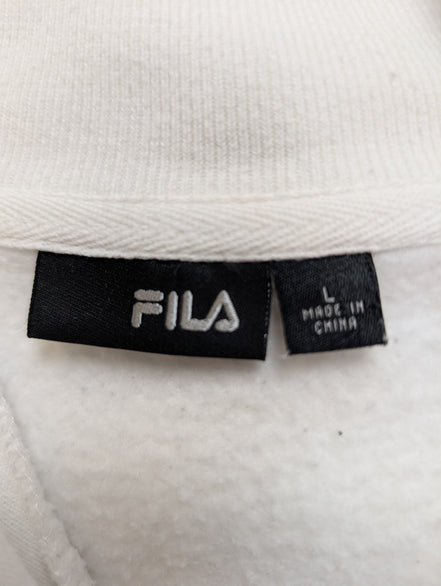 🤍 Sweat Fila Col Zippé Logo Brodé T. L - Blanc Vintage Sportswear