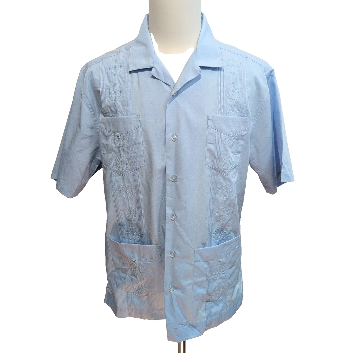 Chemise Hawaïenne Havanera Cuba Panama L Bleu Clair 4 Poches Manches Courtes