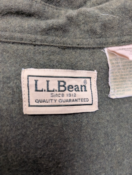 L.L. Bean XXL Chemise Chamoisette Flanelle Épaisse Vert Kaki Workwear