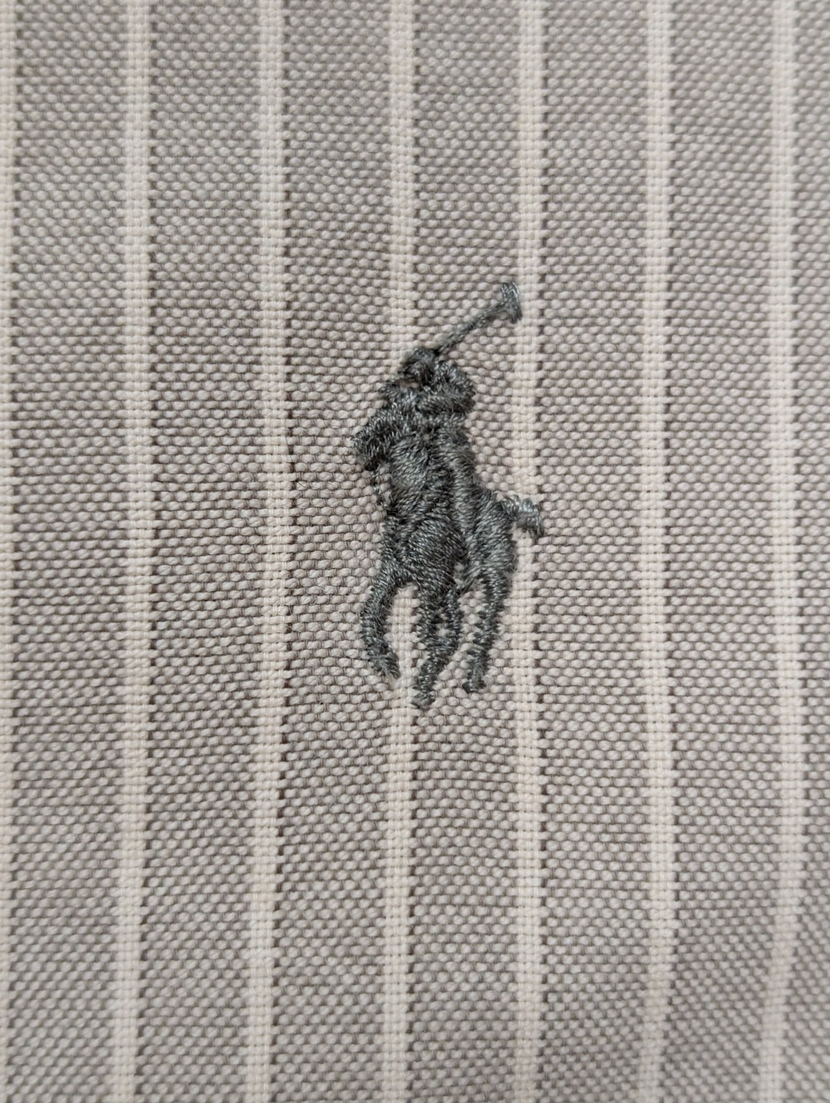 Chemise Polo Ralph Lauren Manches Longues Custom Fit Crème Rayures XXL