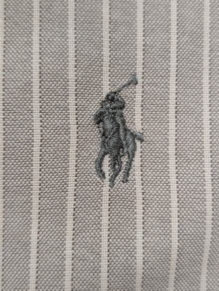 Chemise Polo Ralph Lauren Manches Longues Custom Fit Crème Rayures XXL