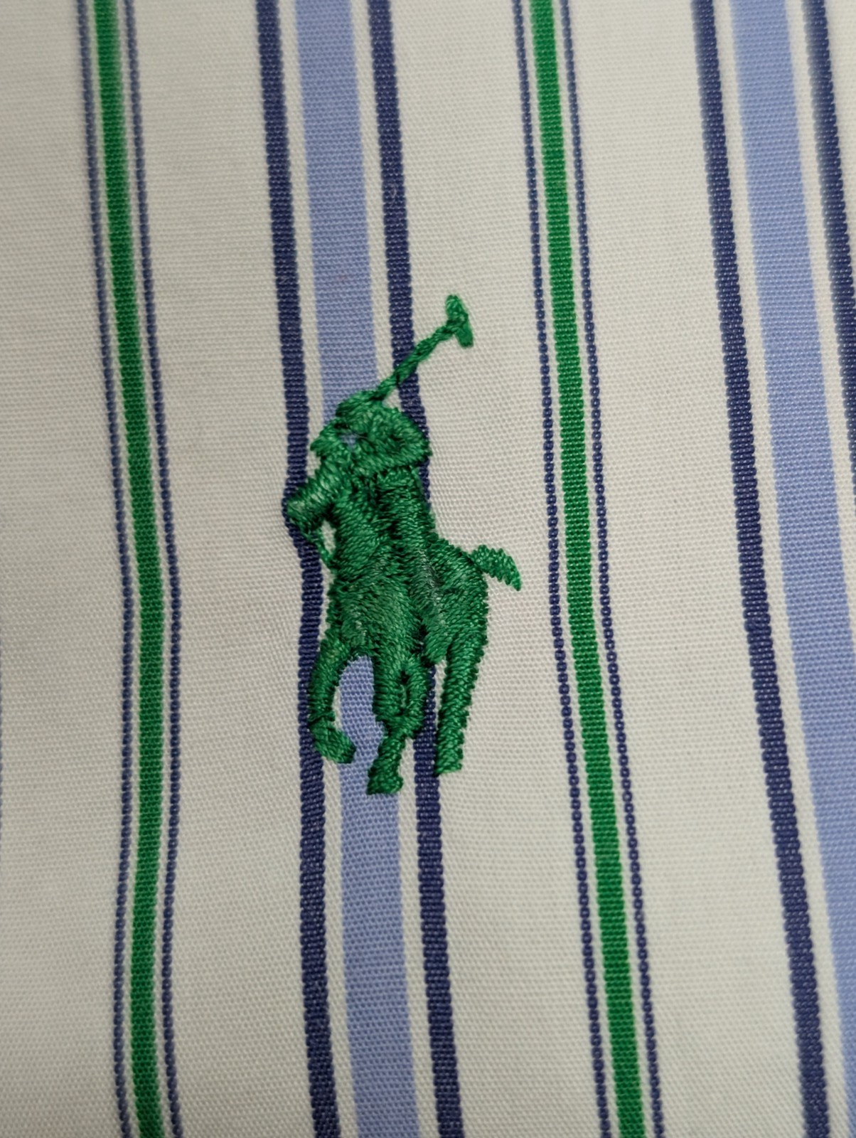 Chemise Ralph Lauren Manches Longues Rayures Bleu Vert - Classic Fit - Taille XL