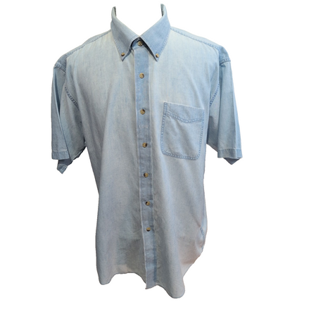 Chemise L.L. BEAN Homme XL Bleu Clair Effet Jean Manches Courtes Poche