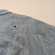 Chemise Hawaïenne Caribbean Joe XL Soie Bleu Clair Palmiers Manches Courtes