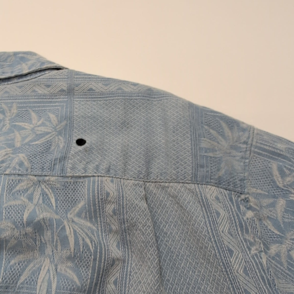 Chemise Hawaïenne Caribbean Joe XL Soie Bleu Clair Palmiers Manches Courtes