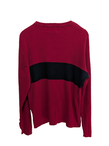 Pull Polo Ralph Lauren Jeans Co rouge noir rayures coton col rond taille M