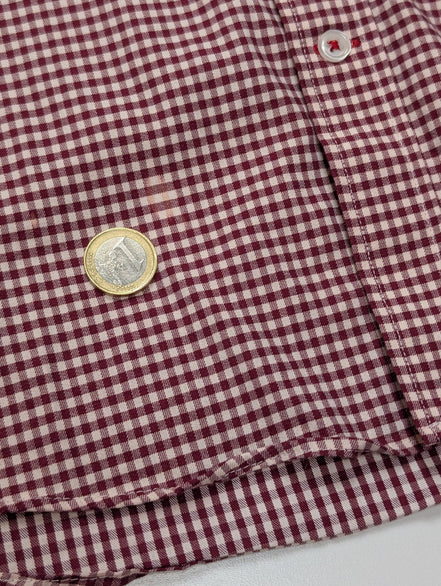 CHEMISE TOMMY HILFIGER L XL Bordeaux Carreaux Stretch Regular Fit