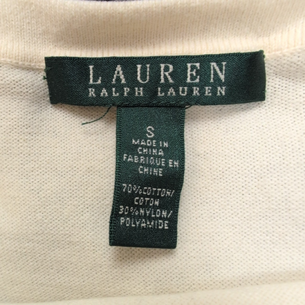 Pull Lauren Ralph Lauren S femme noir crème fin coton nylon logo brodé