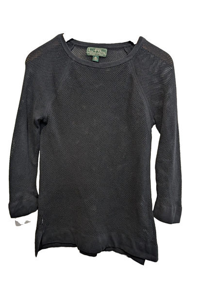 Pull LAUREN Ralph Lauren Active M noir maille ajourée transparente coton