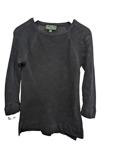 Pull LAUREN Ralph Lauren Active M noir maille ajourée transparente coton