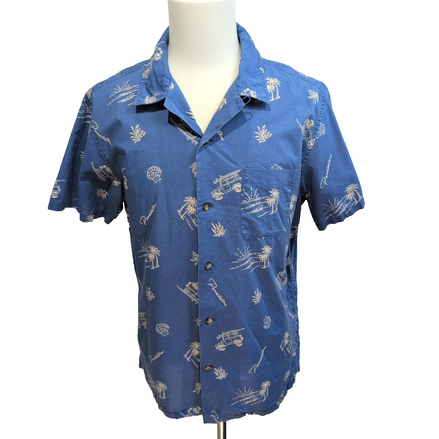 Chemise Hawaïenne Pendleton L Bleu Palmiers Voitures Coquillages Coton