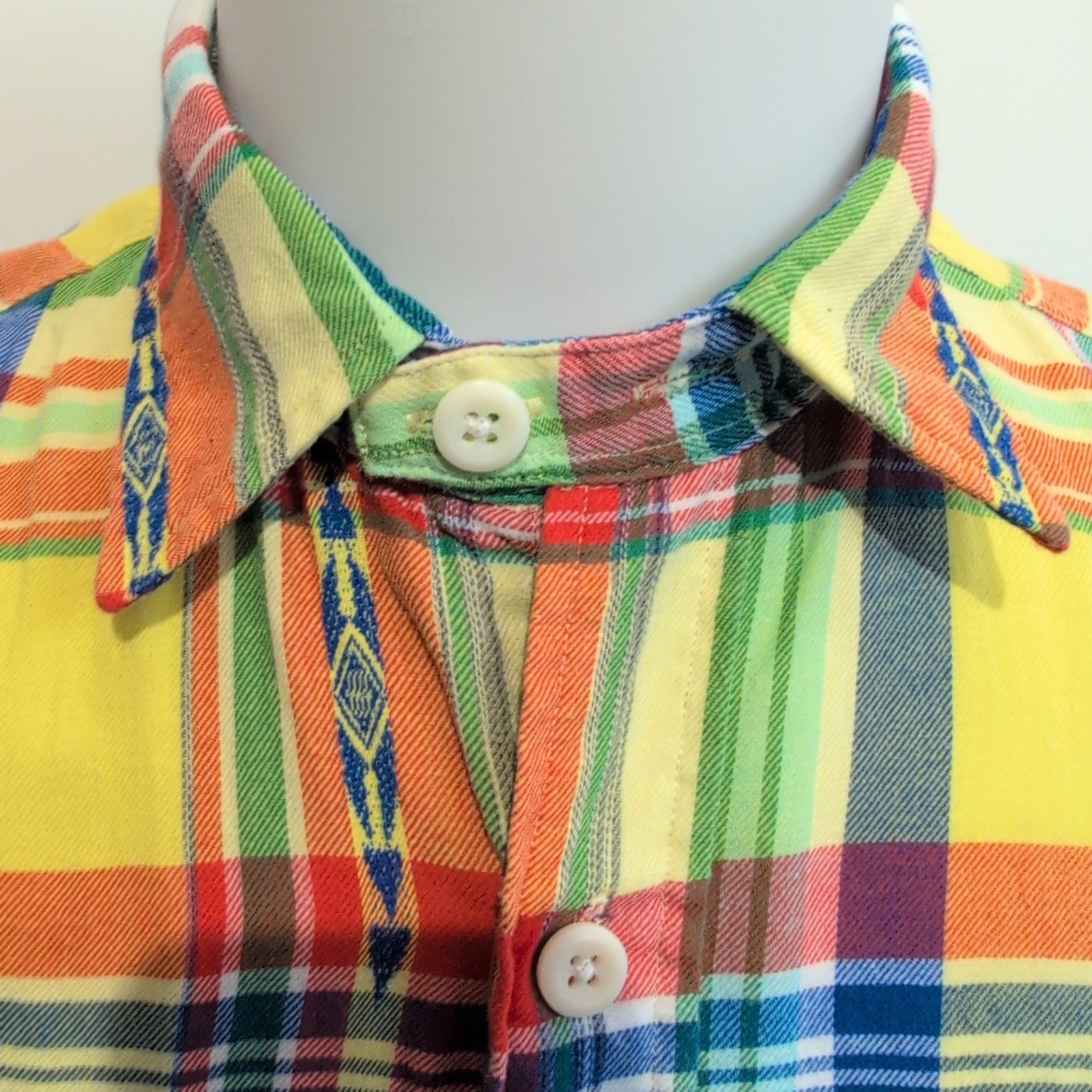 Chemise Polo Ralph Lauren M Multicolore Aztèque Carreaux 2 Poches Coton