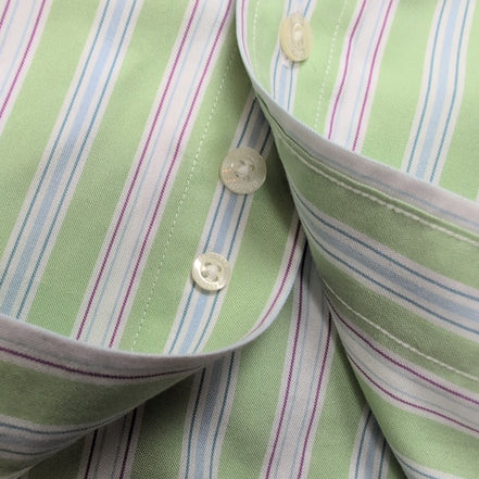 Chemise Brooks Brothers Vintage L Non Iron Neuve Vert Rayures manches longues