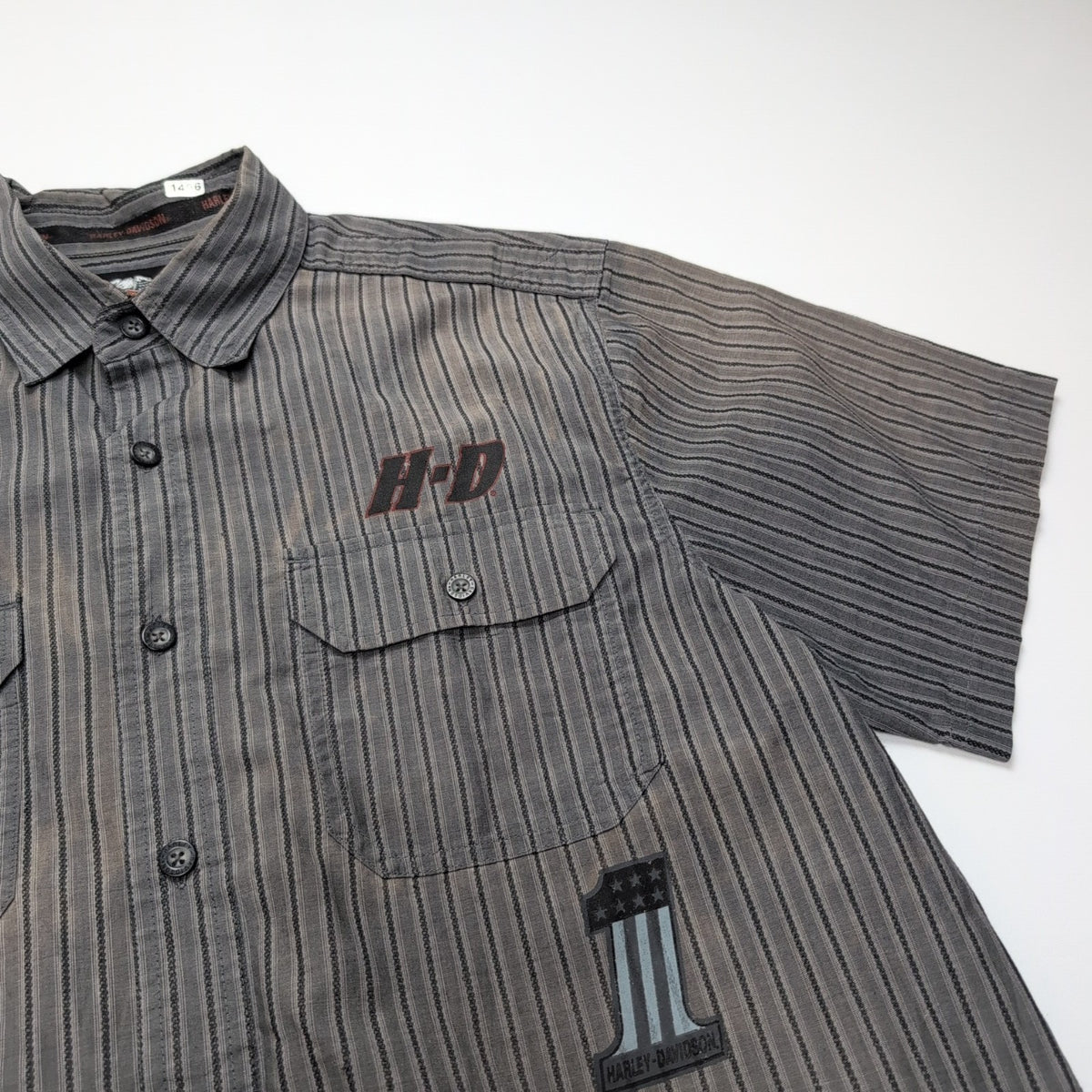 Chemise Harley Davidson XL Gris Rayures Manches courtes HD N°1 2 Poches