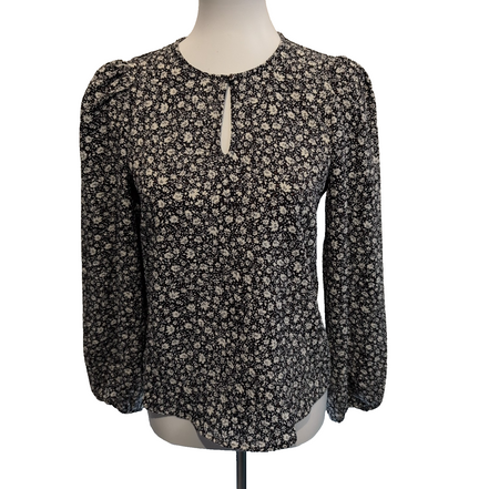 Haut Femme Vero Moda Taille XS Noir Fleuri Blanc Manches Bouffantes Neuf