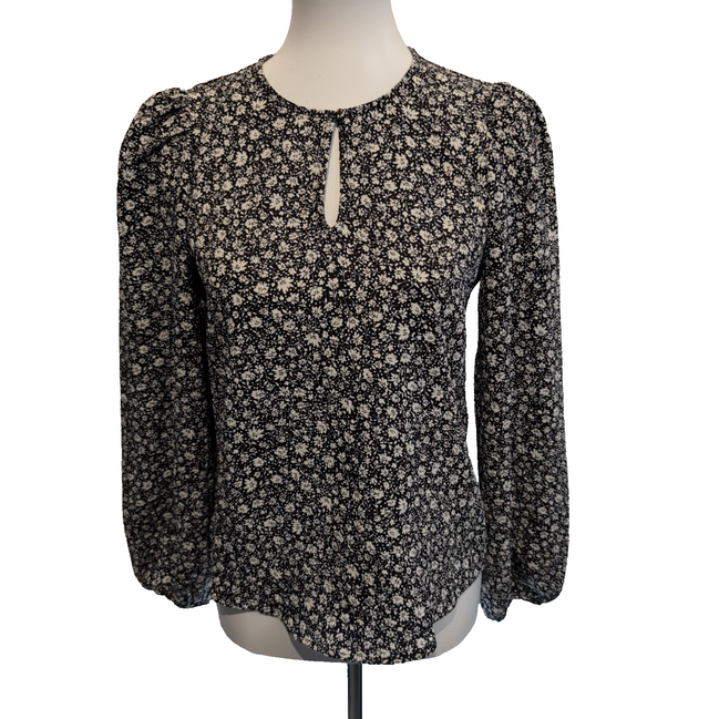 Haut Femme Vero Moda Taille XS Noir Fleuri Blanc Manches Bouffantes Neuf