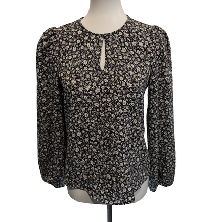 Haut Femme Vero Moda Taille XS Noir Fleuri Blanc Manches Bouffantes Neuf