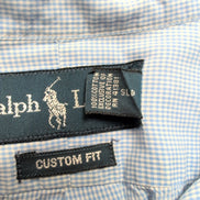 Chemise Ralph Lauren L Custom Fit Carreaux Bleu Logo Rose Button Down Shirt