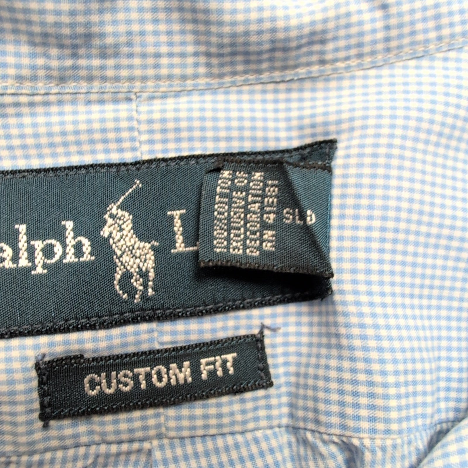 Chemise Ralph Lauren L Custom Fit Carreaux Bleu Logo Rose Button Down Shirt