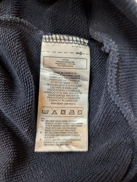 ➜ Sweat à Capuche Adidas - Grand Logo Blanc - Marine - Taille M