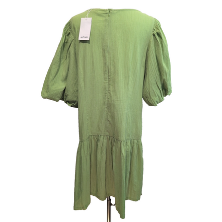 Robe MONKI T.XL Babydoll Verte Coton Manches Bouffantes Neuve Étiquette