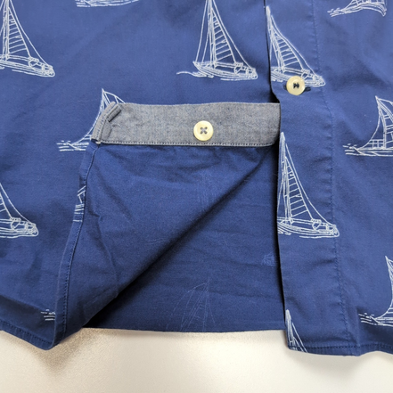 Chemise Nautica L Bleu Marine Motif Voiliers Stretch Manches Courtes