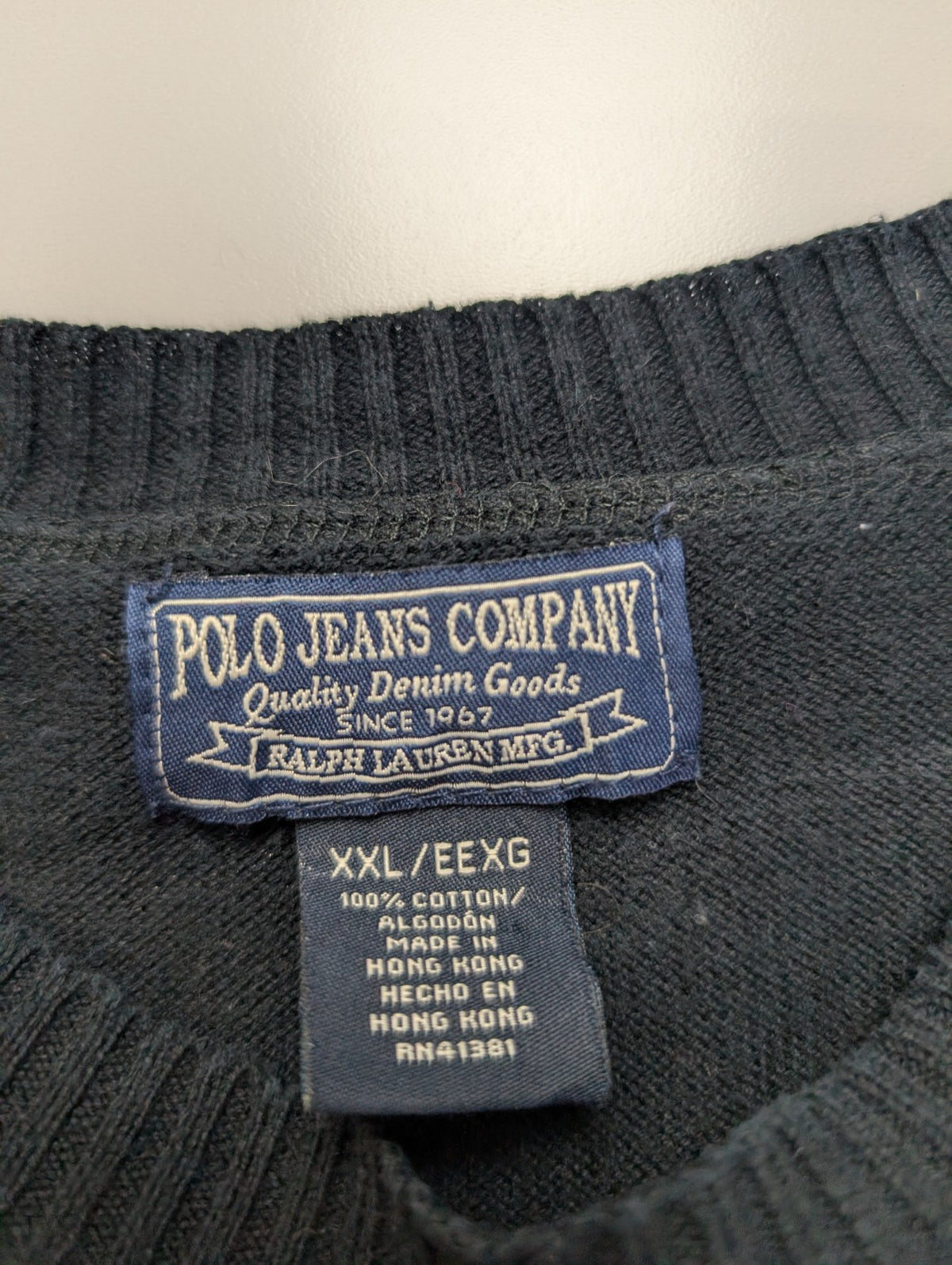 Pull Polo Ralph Lauren Polo Jeans Company noir XXL 3XL col rond coton