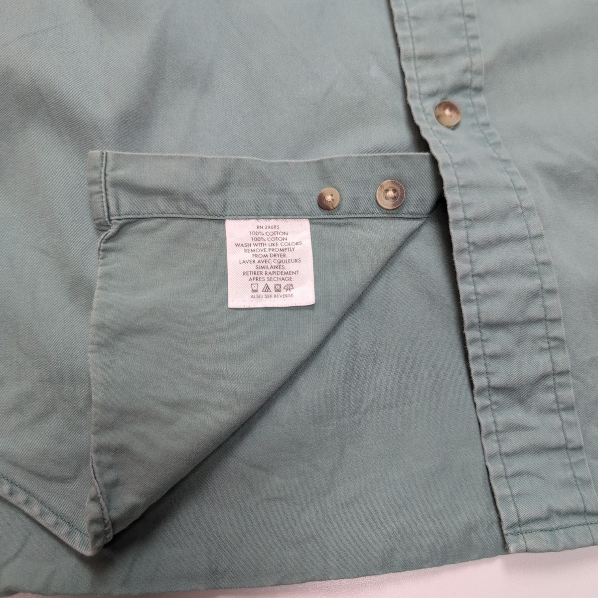 Chemise Pendleton S Vert Pâle 100% Coton Logo Cuir Manches Longues
