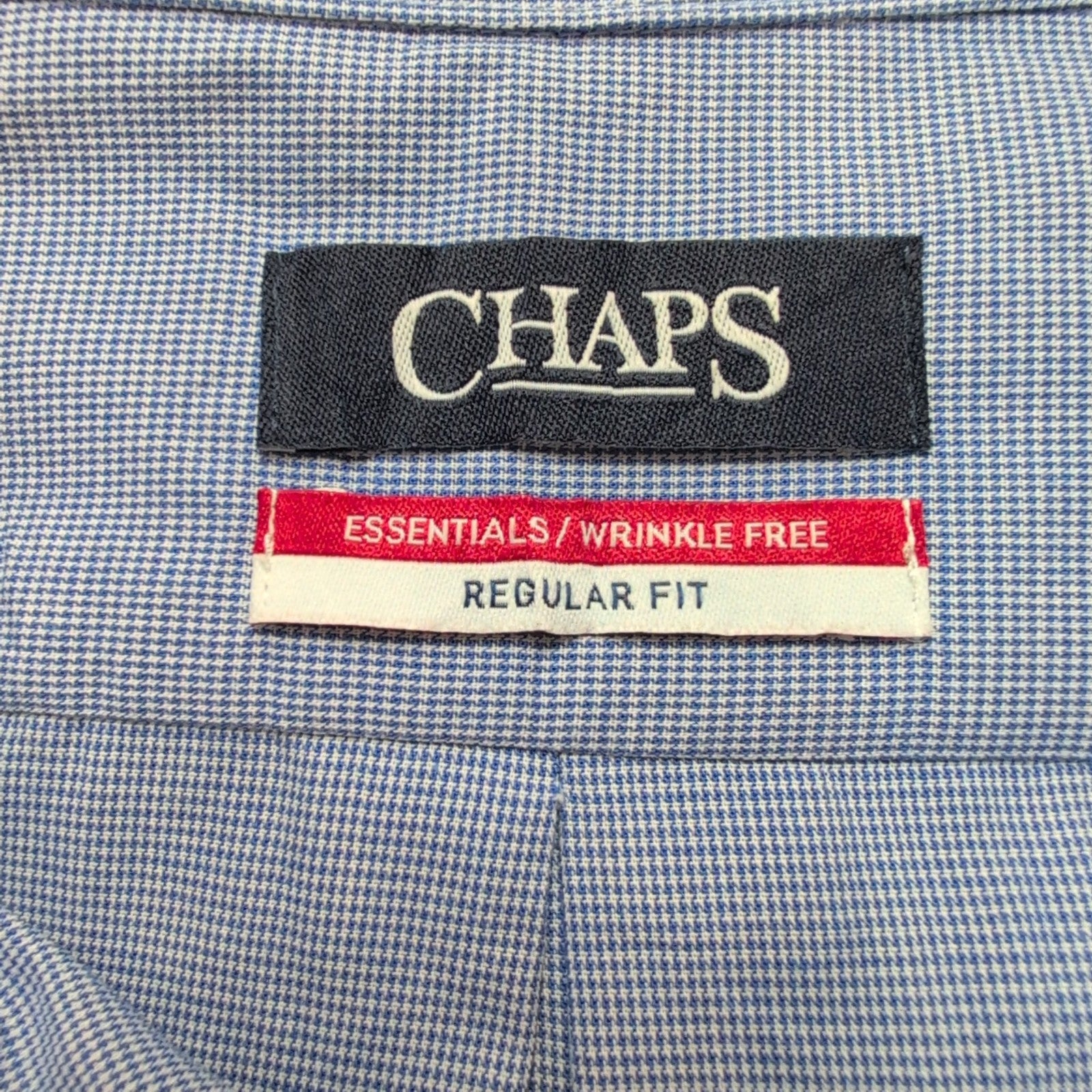 Chemise Chaps Homme Taille M Bleu Micro Carreaux Regular Fit Coton Poche