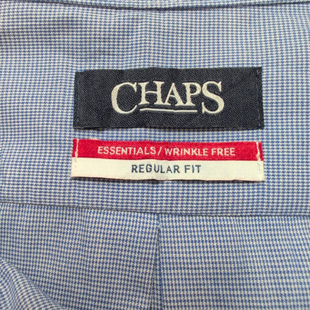 Chemise Chaps Homme Taille M Bleu Micro Carreaux Regular Fit Coton Poche