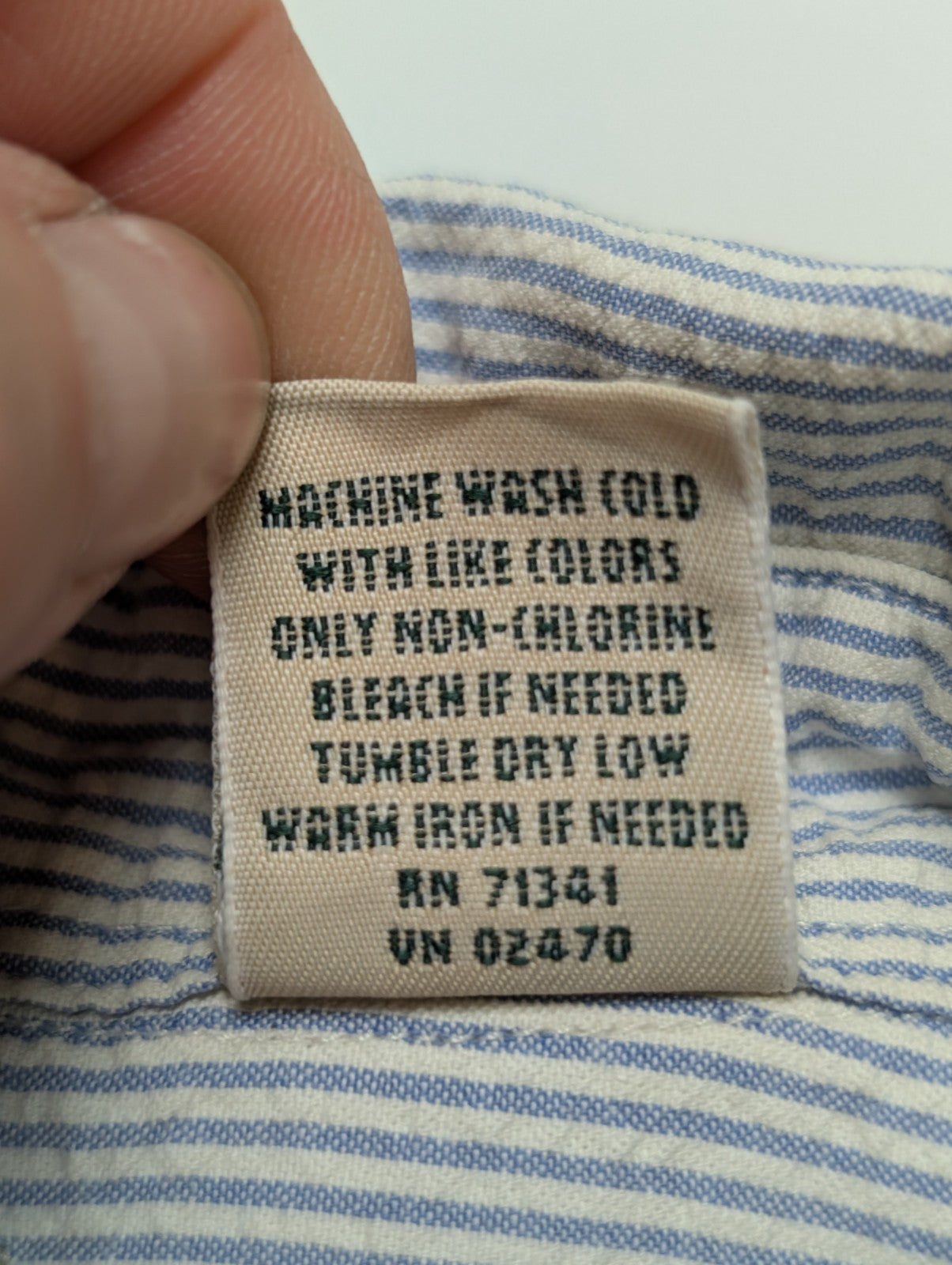 Chemise manches courtes L.L. Bean bleu à rayures gaufrée taille XXL #226msch