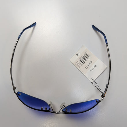 Lunettes de soleil Cyber Y2K Verres Bleus Branches Fines Métal Gris foncé brilla
