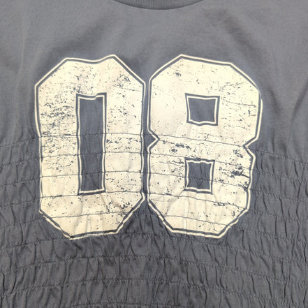 Haut Femme MONKI Taille XXL Bleu Gris Graphique 08 Taille Smockée Coton