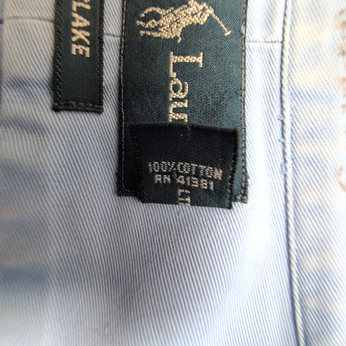 Chemise Ralph Lauren XL Blake Bleu Oxford Logo Rose Coton Épais Manches longues