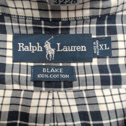 Chemise Ralph Lauren Blake XL Bleu Marine Carreaux Manches Courtes