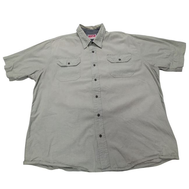 Chemise Wrangler vert kaki clair uni homme manches courtes taille XL