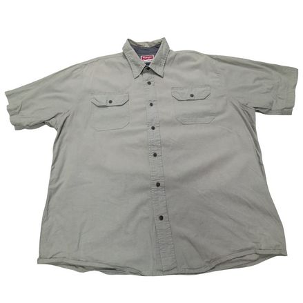 Chemise Wrangler vert kaki clair uni homme manches courtes taille XL