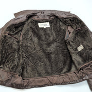 🧥 WILSONS LEATHER Blouson Cuir Marron Doublure Sherpa Hiver Taille 40 M/L |38c