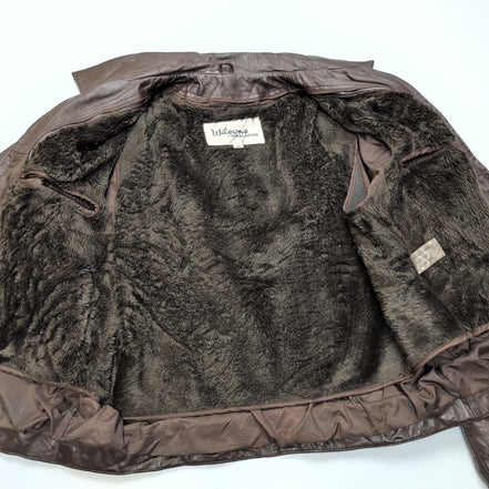 🧥 WILSONS LEATHER Blouson Cuir Marron Doublure Sherpa Hiver Taille 40 M/L |38c
