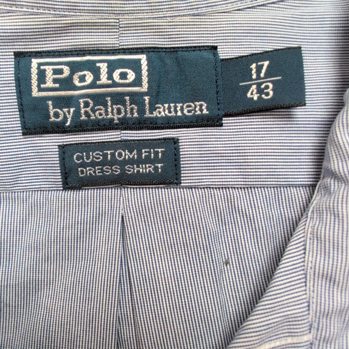 Chemise Polo Ralph Lauren Custom Fit XL Rayures Bleues Manches Courtes
