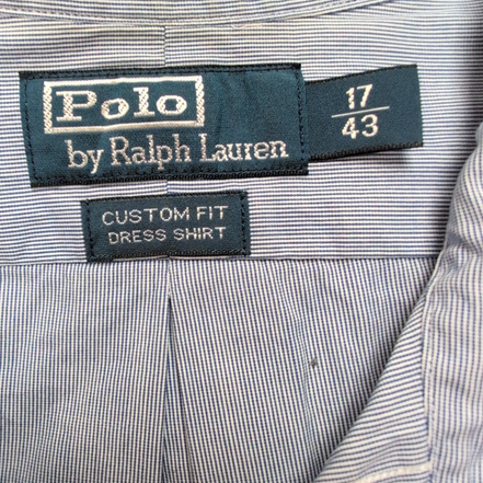 Chemise Polo Ralph Lauren Custom Fit XL Rayures Bleues Manches Courtes