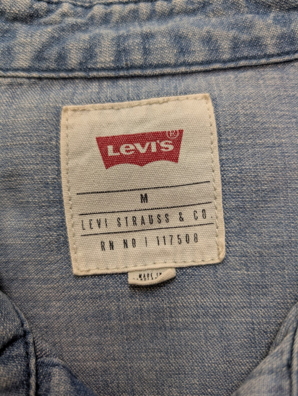 Chemise LEVI'S Western Jean Denim Bleu Clair - Boutons Pression - Taille M