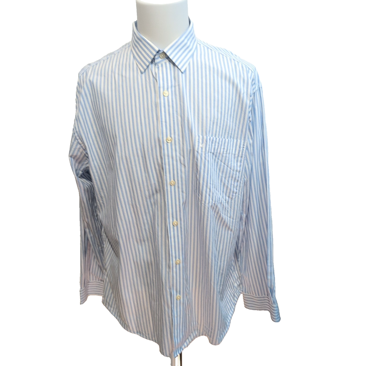 Chemise Nautica Classic Fit XL Rayures Bleu Blanc Poche Coton