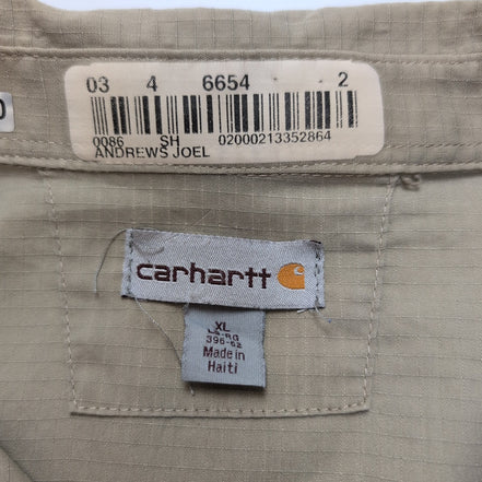 Chemise Carhartt XL Crème Ripstop Ventilée Workwear manches longues