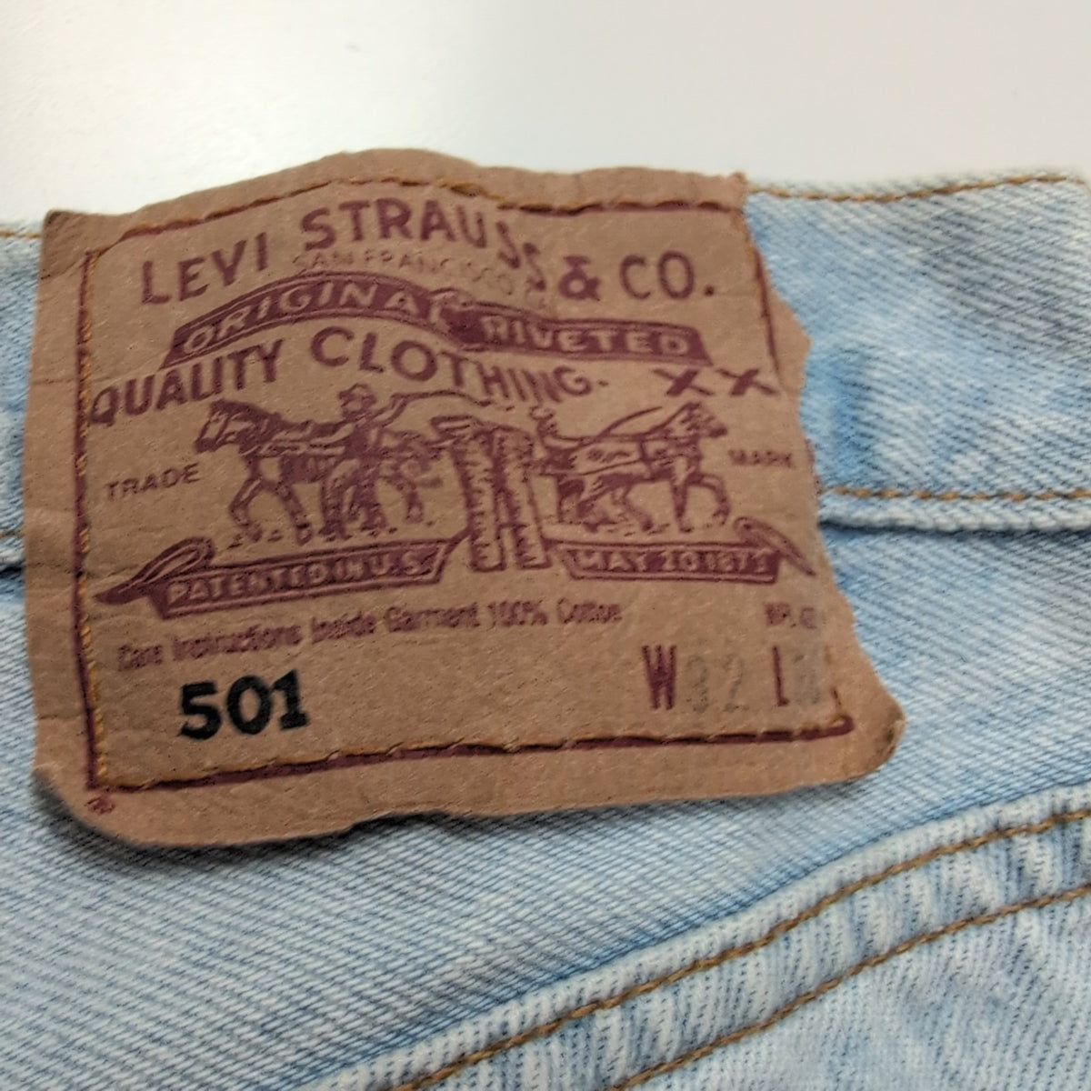 Levi’s 501 Jean Homme W32 L36 Bleu Clair Vintage Pantalon Bouton
