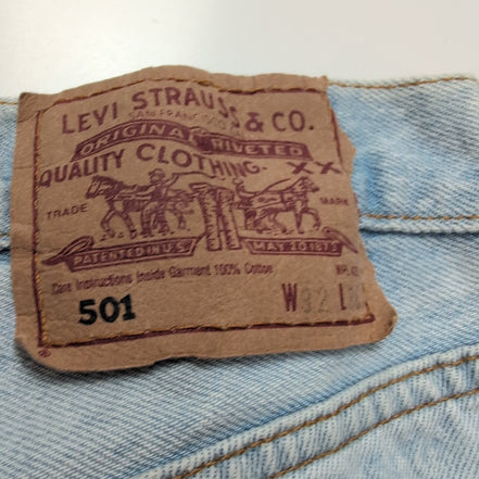 Levi’s 501 Jean Homme W32 L36 Bleu Clair Vintage Pantalon Bouton