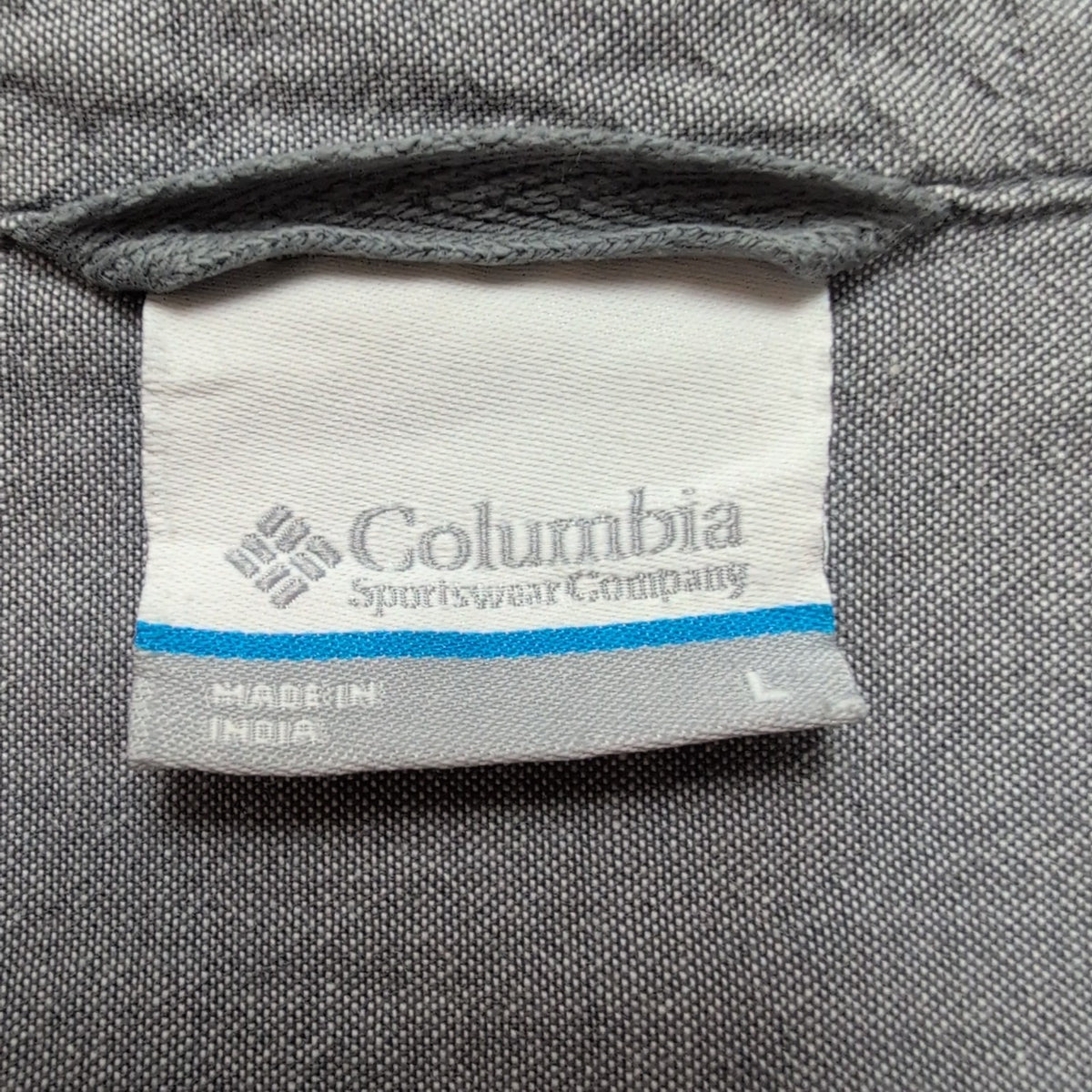 Chemise Columbia L Gris Uni 100% Coton Poche Stylo Minimaliste manches longues