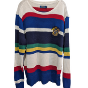 Pull Polo Ralph Lauren Yacht Club L multicolore rayures écusson brodé